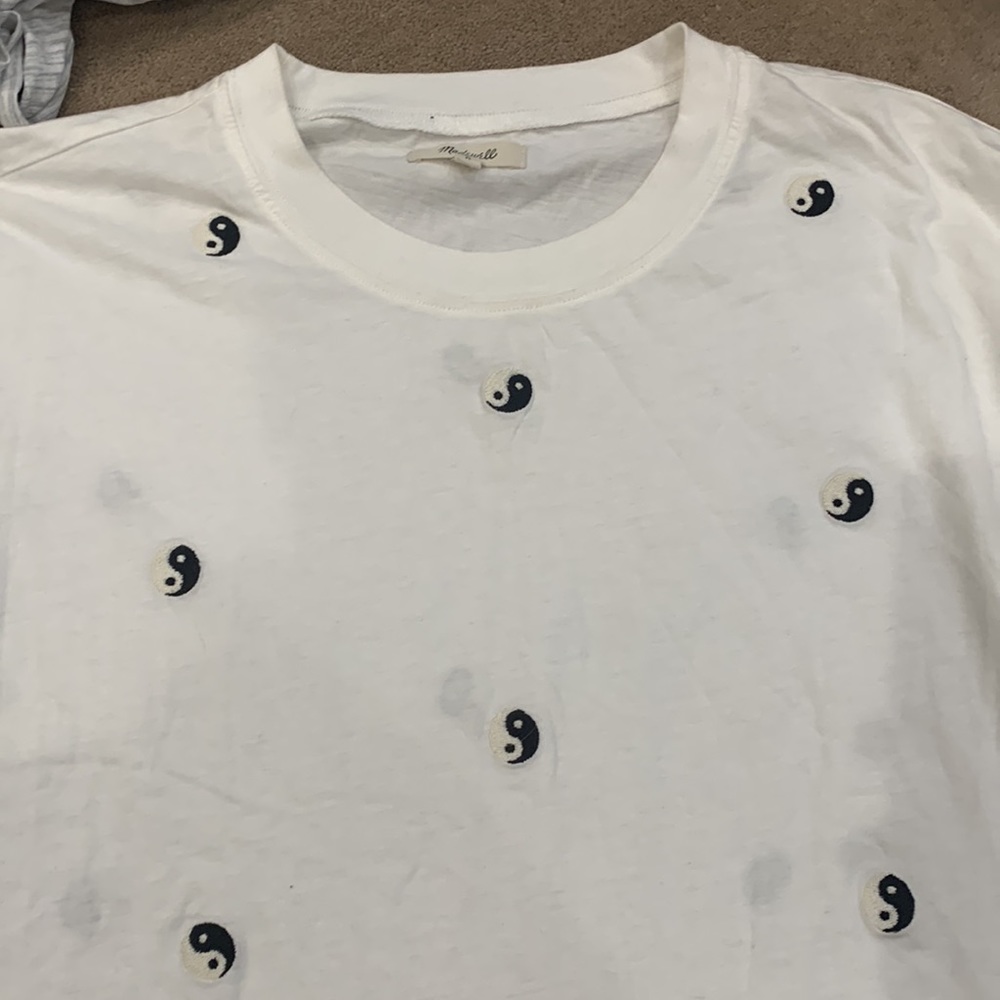 Madewell White Tee with Black Yin Yang Design - Picture 2 of 2